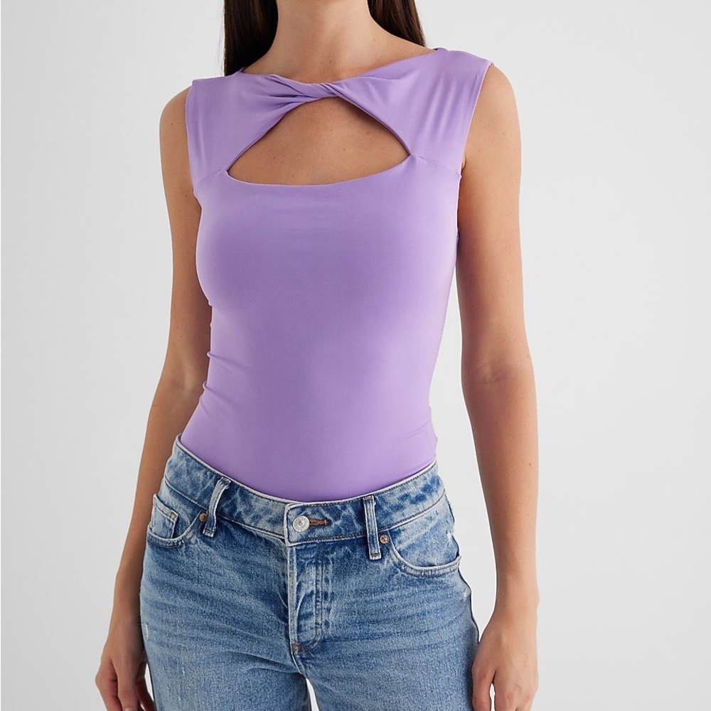 EXPRESS Body Contour Compression Twist Cutout Front Bodysuit